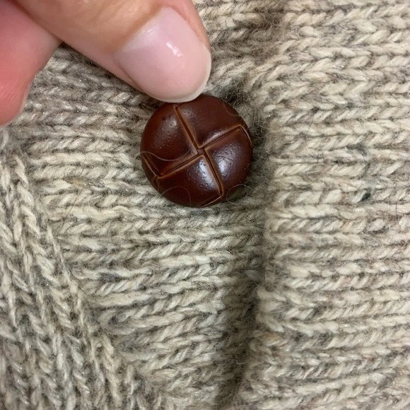 London Fog Oatmeal Wool Shawl Collar Sweater Vintage Knit Pullover Men Small USA - Picture 4 of 12